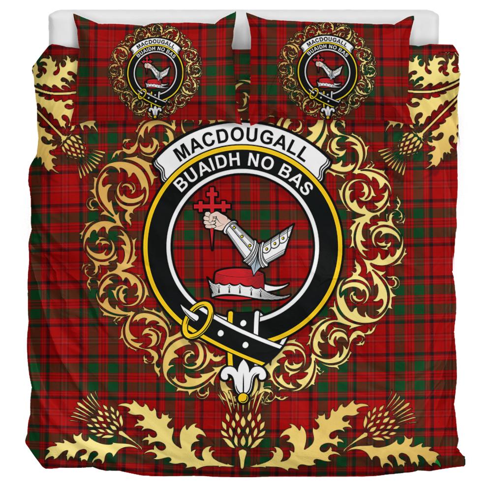 MacDougall Kinloch Anderson Tartan Crest Bedding Set - Golden Thistle Style