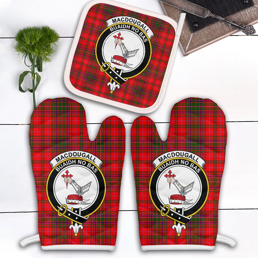 MacDougall Modern Tartan Crest Oven Mitt And Pot Holder (2 Oven Mitts + 1 Pot Holder)