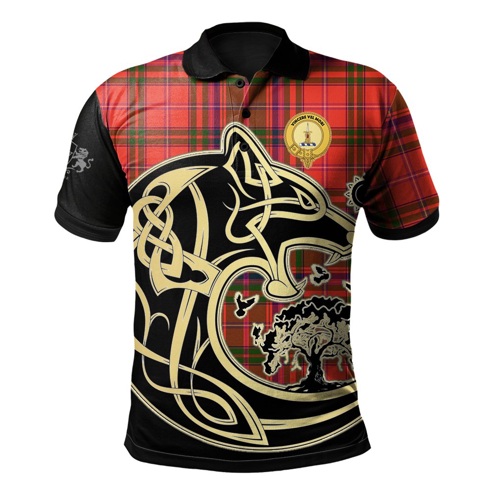 MacDowall Tartan Polo Shirt Viking Wolf