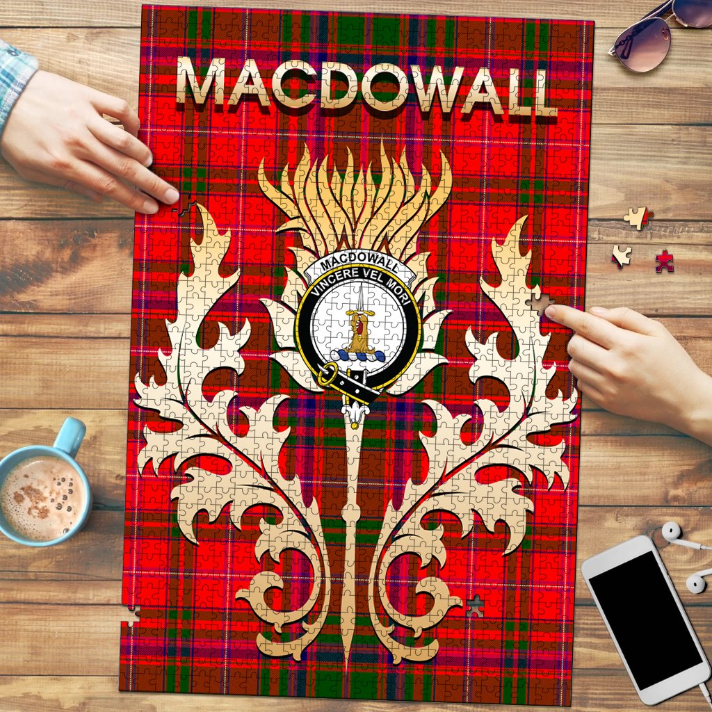 MacDowall Tartan Crest Thistle Jigsaw Puzzles