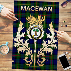 MacEwan Tartan Crest Thistle Jigsaw Puzzles