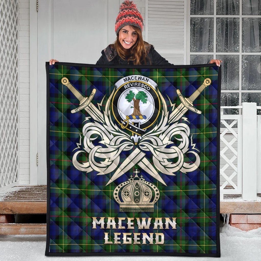 MacEwan Tartan Crest Legend Gold Royal Premium Quilt