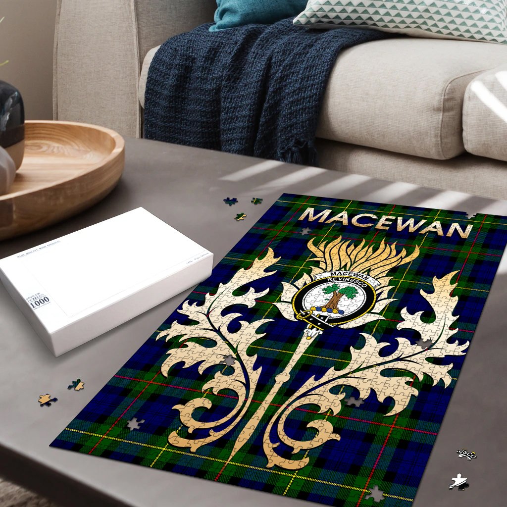 MacEwan Tartan Crest Thistle Jigsaw Puzzles