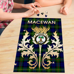 MacEwan Tartan Crest Thistle Jigsaw Puzzles