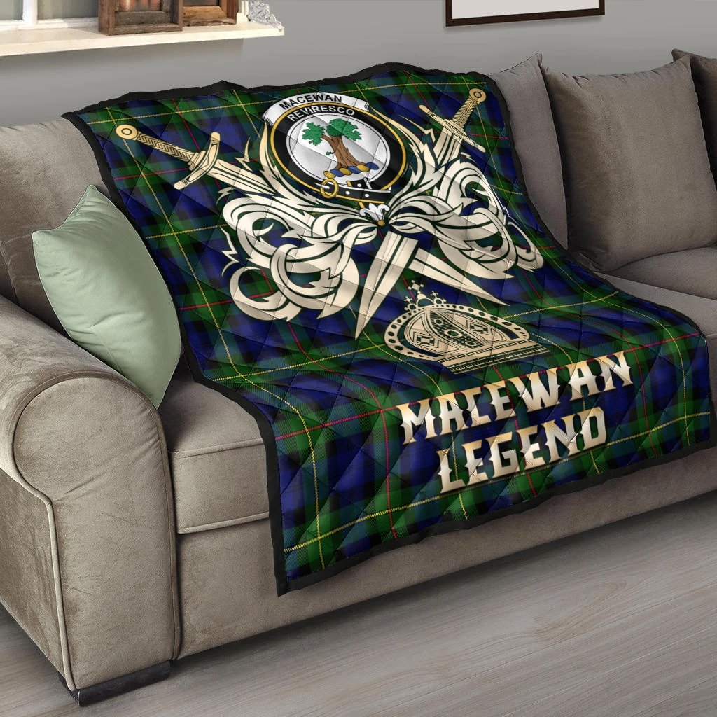 MacEwan Tartan Crest Legend Gold Royal Premium Quilt