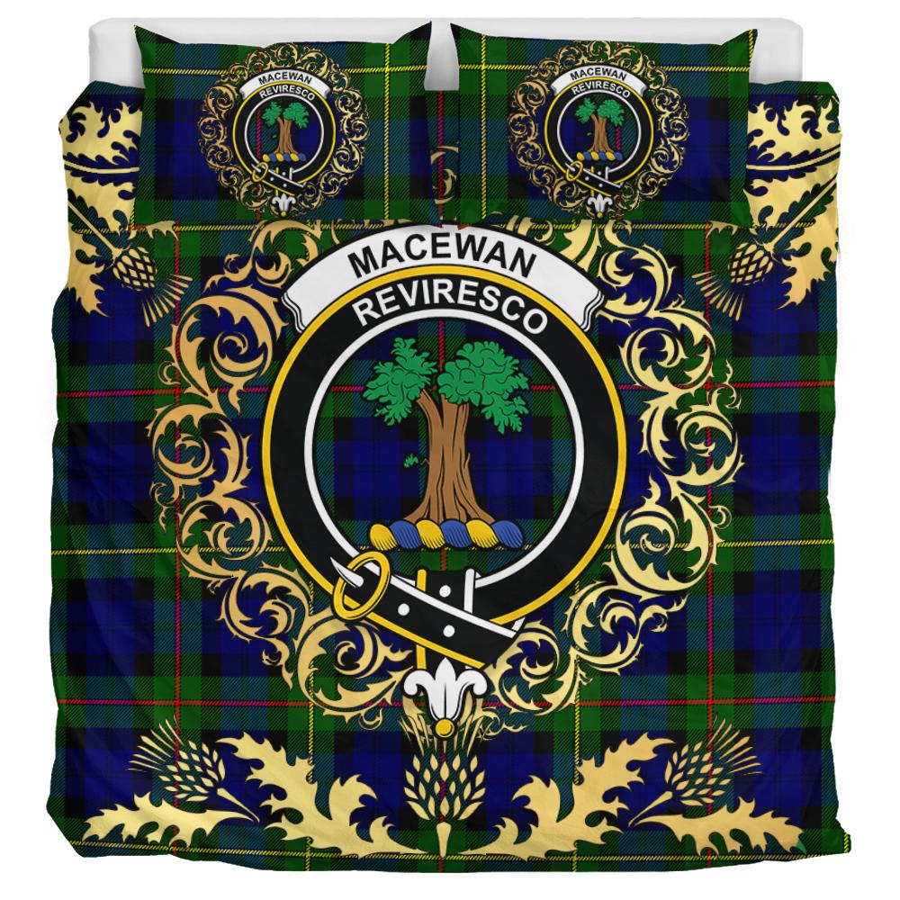 MacEwen - MacEwan 02 Tartan Crest Bedding Set - Golden Thistle Style