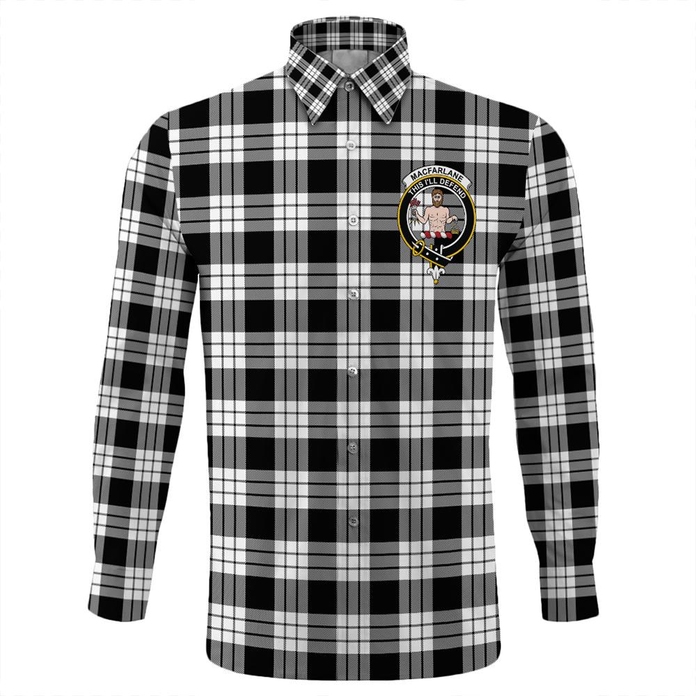 MacFarlane Black & White Ancient Tartan Long Sleeve Button Shirt