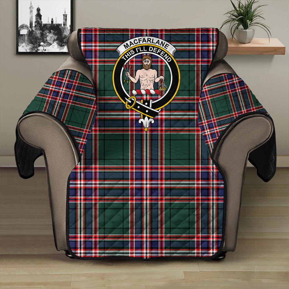 MacFarlane Black & White Tartan Crest Sofa Protector