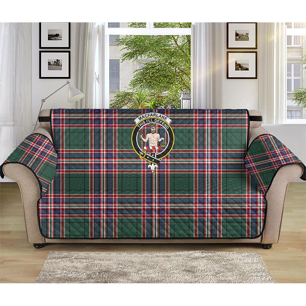 MacFarlane Black & White Tartan Crest Sofa Protector