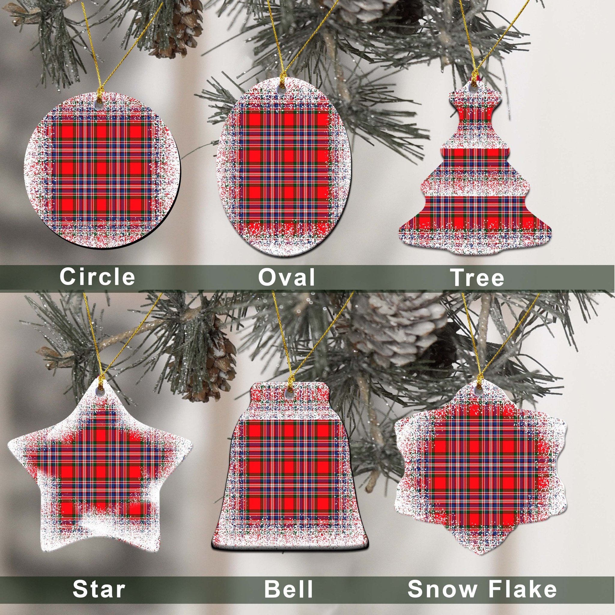 MacFarlane Tartan Christmas Ceramic Ornament - Snow Style