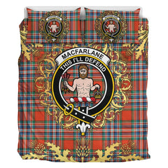 MacFarlane Ancient Tartan Crest Bedding Set - Golden Thistle Style
