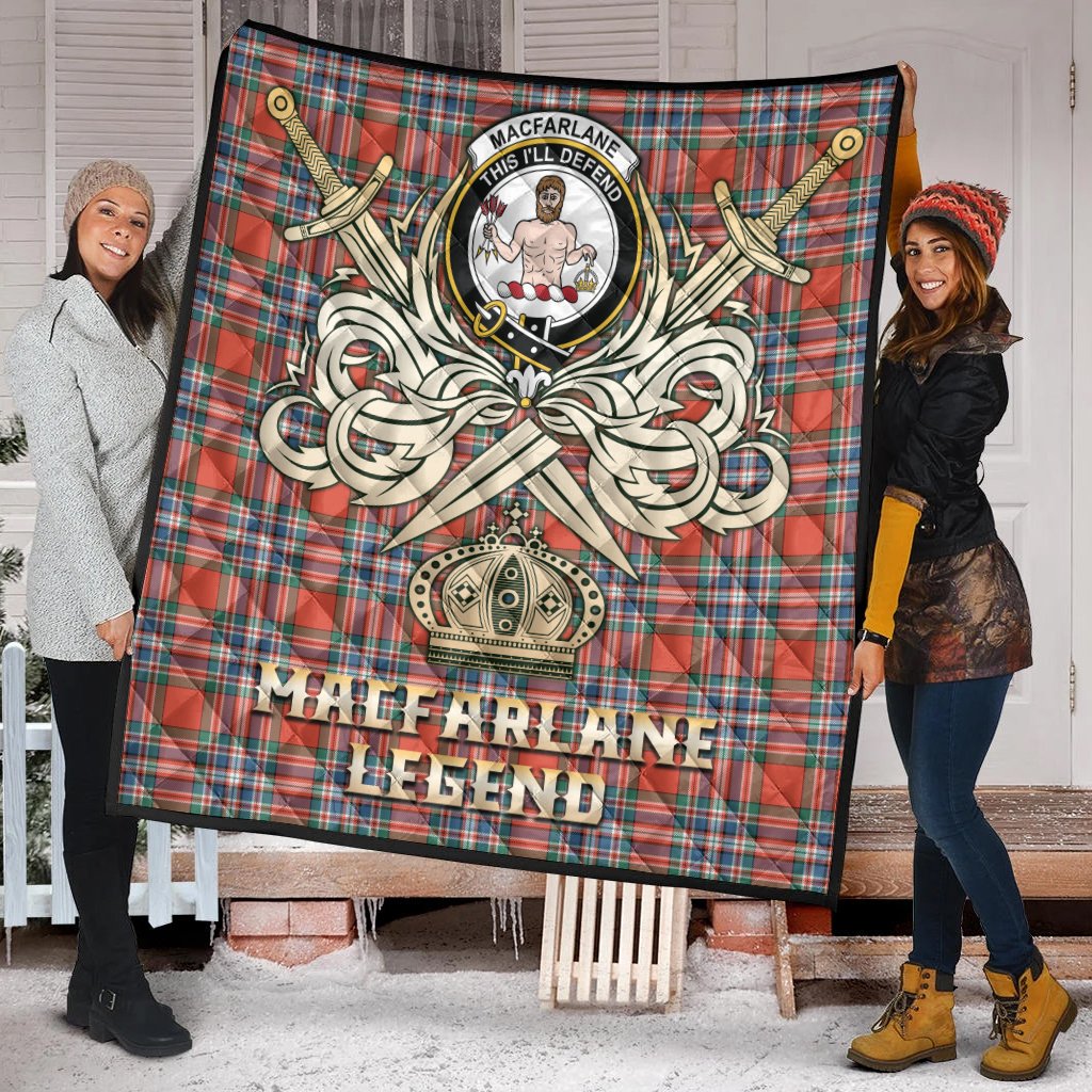 MacFarlane Ancient Tartan Crest Legend Gold Royal Premium Quilt