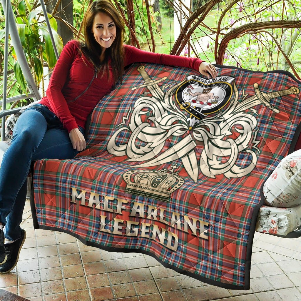 MacFarlane Ancient Tartan Crest Legend Gold Royal Premium Quilt