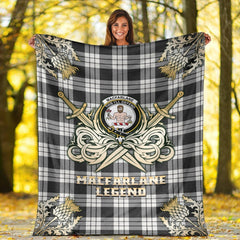 MacFarlane Black & White Ancient Tartan Gold Courage Symbol Blanket