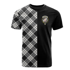 MacFarlane Black _ White Ancient Tartan T-Shirt Half of Me - Cross Style