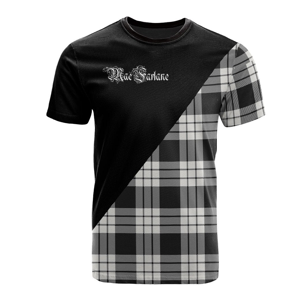 MacFarlane Black - White Ancient Tartan - Military T-Shirt