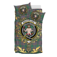 MacFarlane Hunting Ancient Tartan Crest Bedding Set - Golden Thistle Style