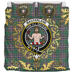 MacFarlane Hunting Ancient Tartan Crest Bedding Set - Golden Thistle Style