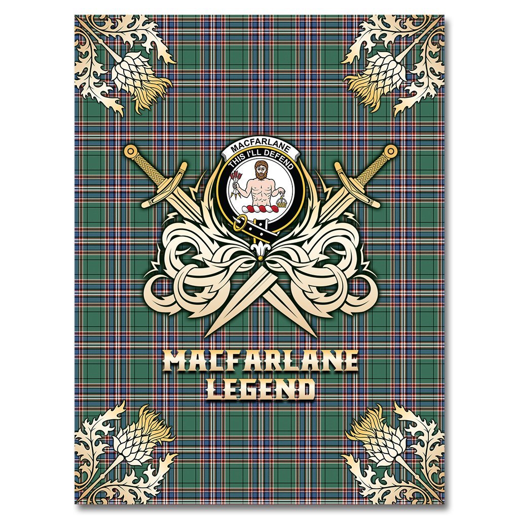 MacFarlane Hunting Ancient Tartan Gold Courage Symbol Blanket