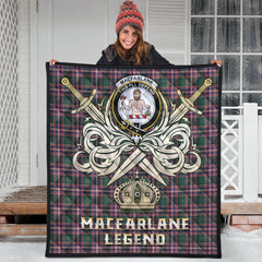 MacFarlane Hunting Modern Tartan Crest Legend Gold Royal Premium Quilt