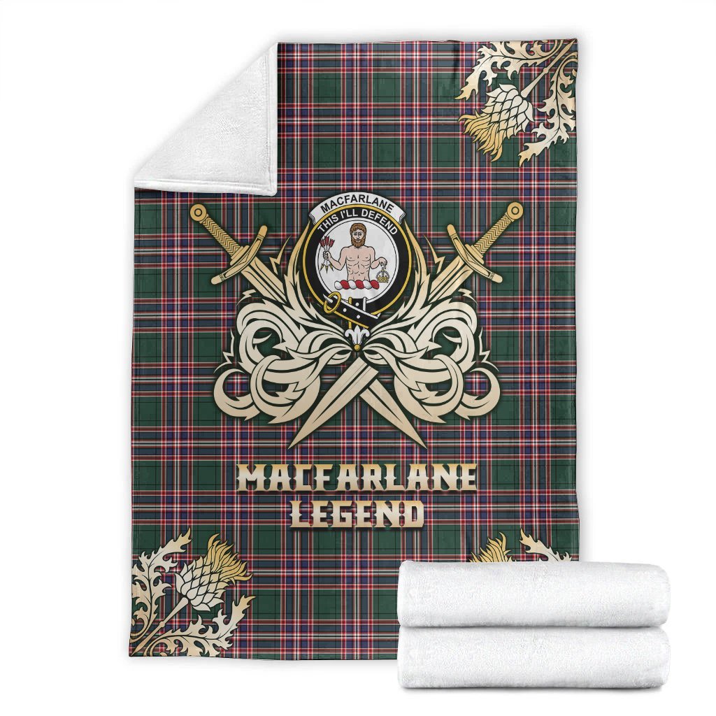 MacFarlane Hunting Modern Tartan Gold Courage Symbol Blanket