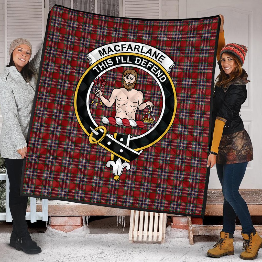 MacFarlane Red Tartan Crest Quilt