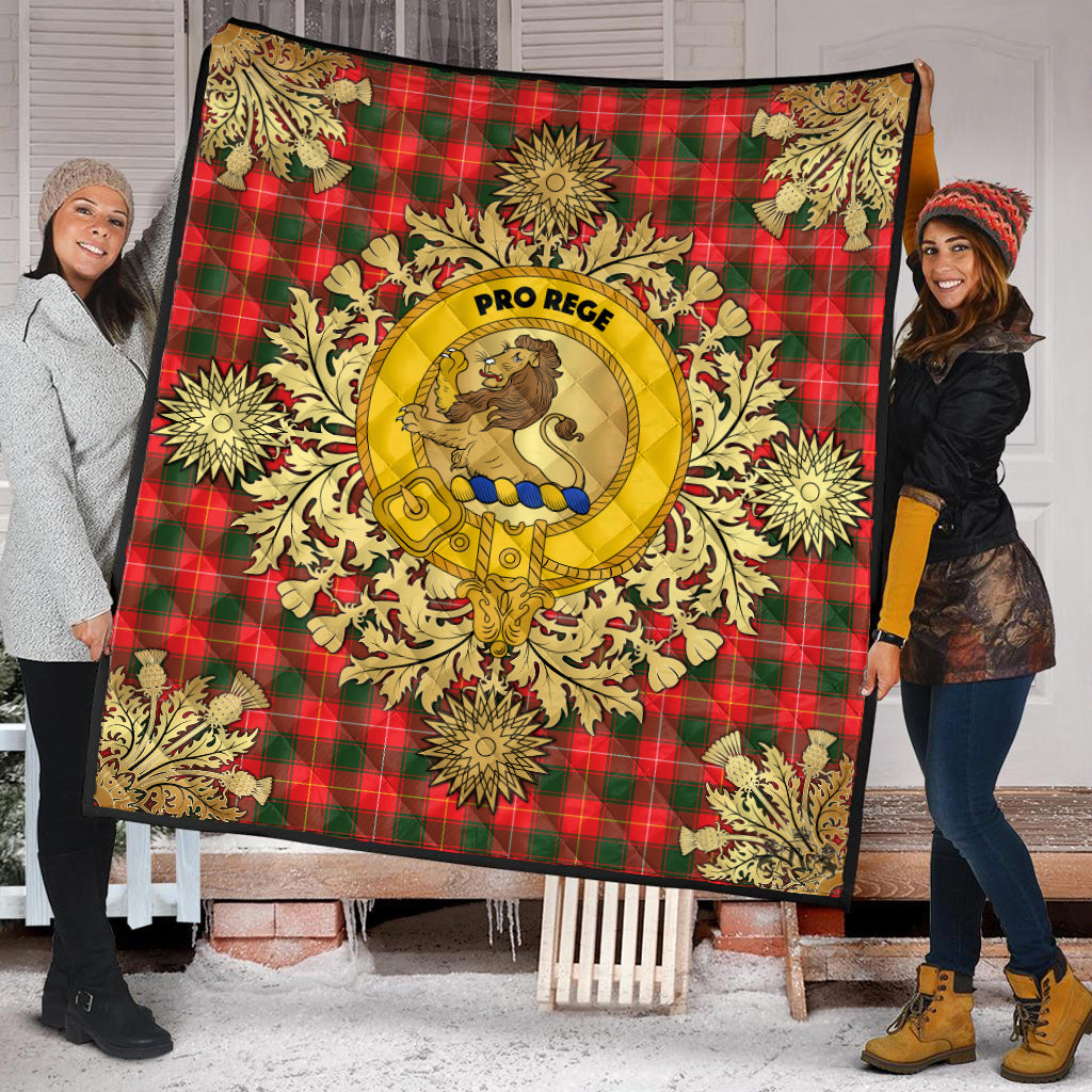 MacFie Tartan Crest Premium Quilt - Gold Thistle Style