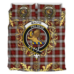 MacFie Dress Tartan Crest Bedding Set - Golden Thistle Style