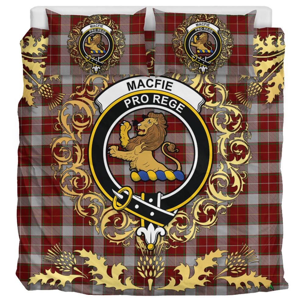 MacFie Dress Tartan Crest Bedding Set - Golden Thistle Style
