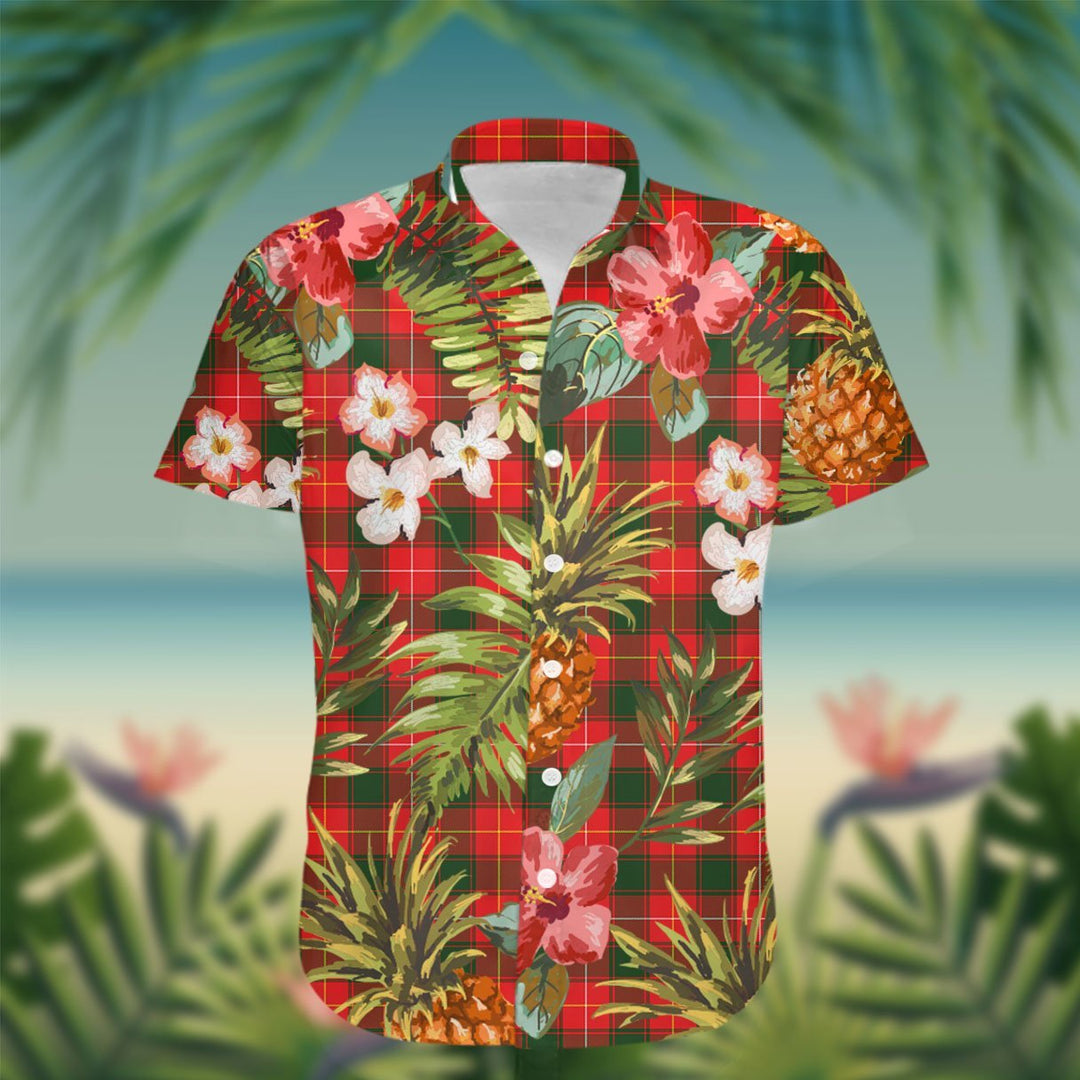MacFie (of Dreghorn) Tartan Hawaiian Shirt Hibiscus, Coconut, Parrot, Pineapple - Tropical Garden Shirt