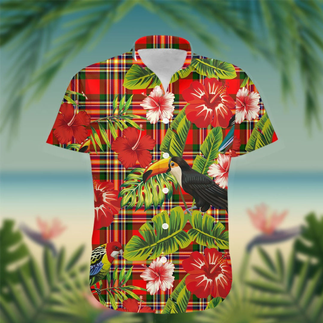 MacGill (Makgill) Tartan Hawaiian Shirt Hibiscus, Coconut, Parrot, Pineapple - Tropical Garden Shirt