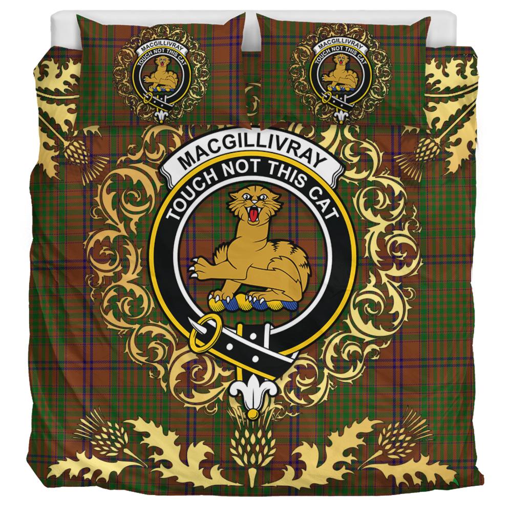 MacGillivray Hunting Tartan Crest Bedding Set - Golden Thistle Style
