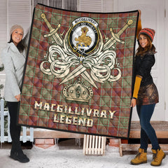 MacGillivray Hunting Ancient Tartan Crest Legend Gold Royal Premium Quilt