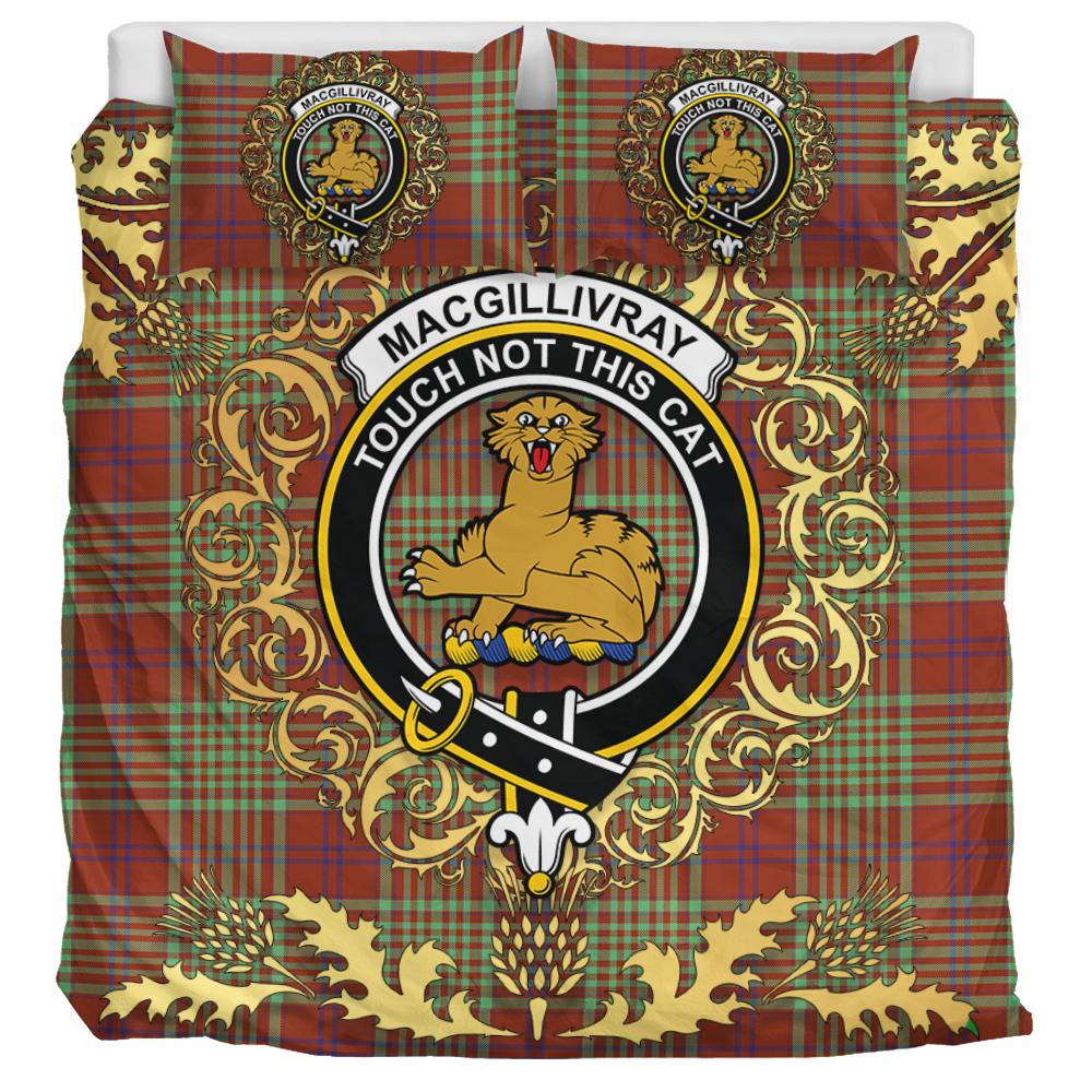 MacGillivray Hunting Ancient Tartan Crest Bedding Set - Golden Thistle Style