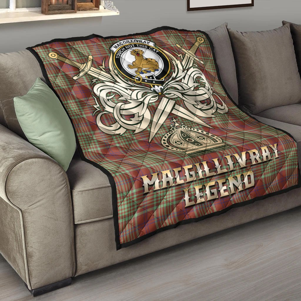MacGillivray Hunting Ancient Tartan Crest Legend Gold Royal Premium Quilt