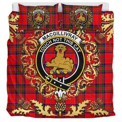 MacGillivray Modern Tartan Crest Bedding Set - Golden Thistle Style