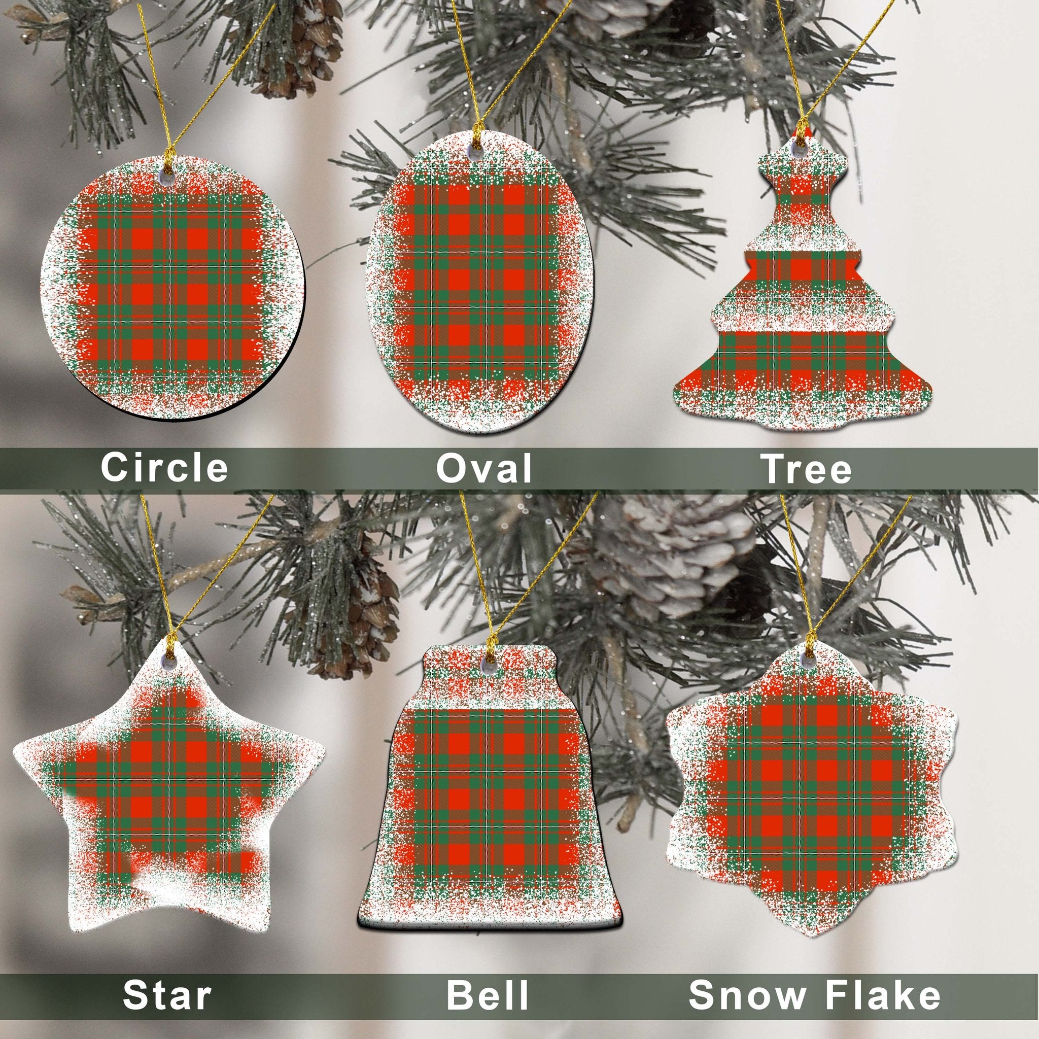 MacGregor Tartan Christmas Ceramic Ornament - Snow Style