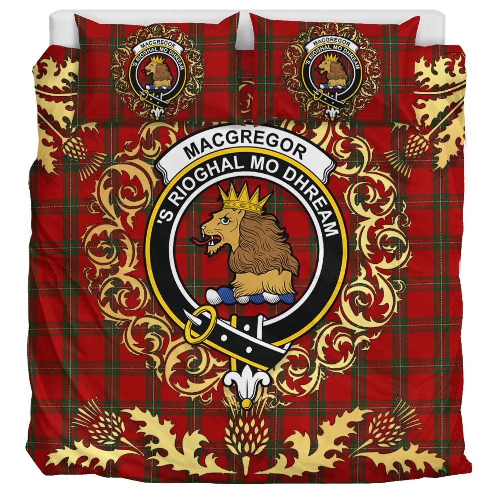 MacGregor 02 Tartan Crest Bedding Set - Golden Thistle Style