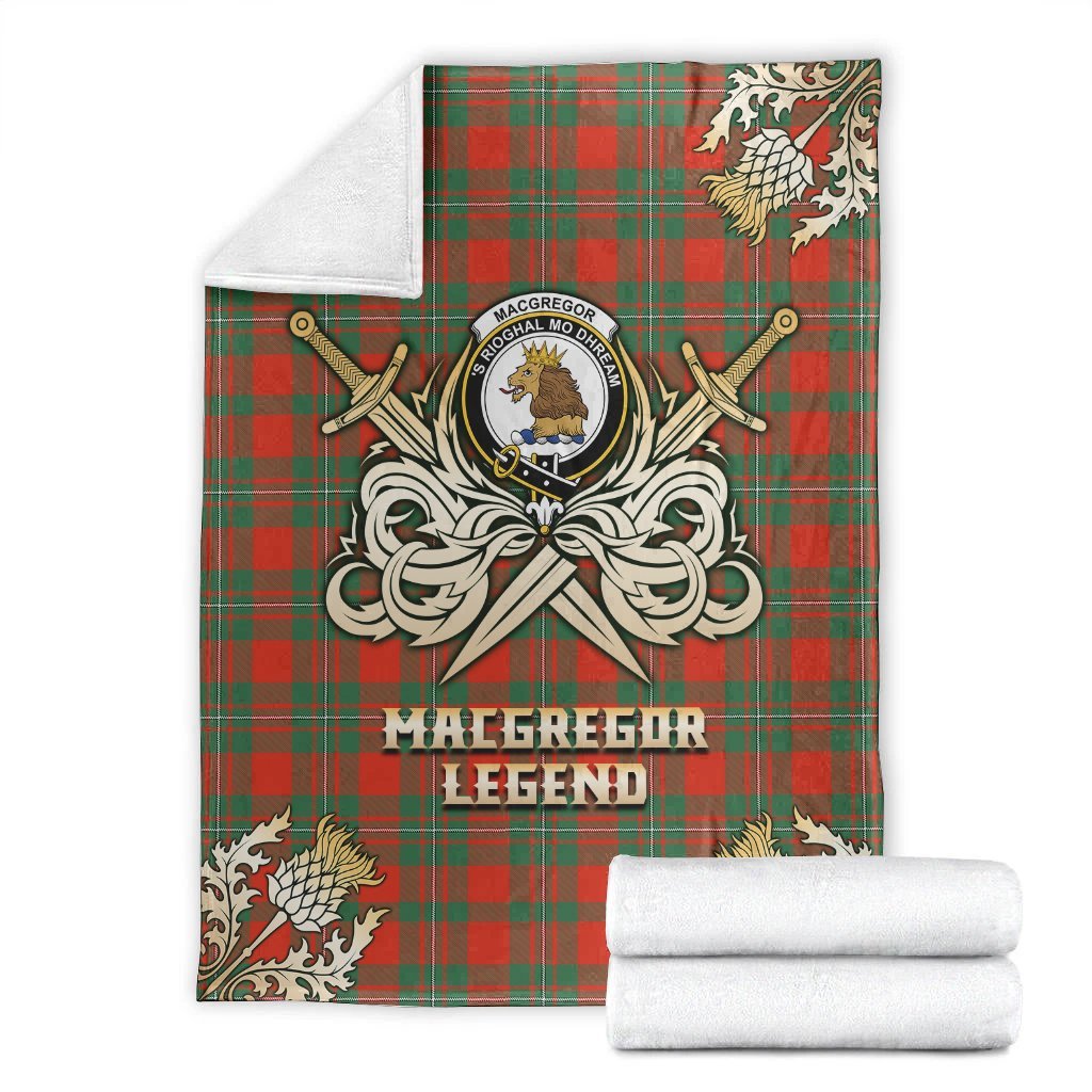 MacGregor Ancient Tartan Gold Courage Symbol Blanket