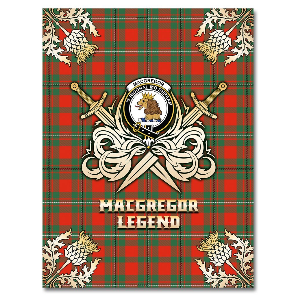 MacGregor Ancient Tartan Gold Courage Symbol Blanket