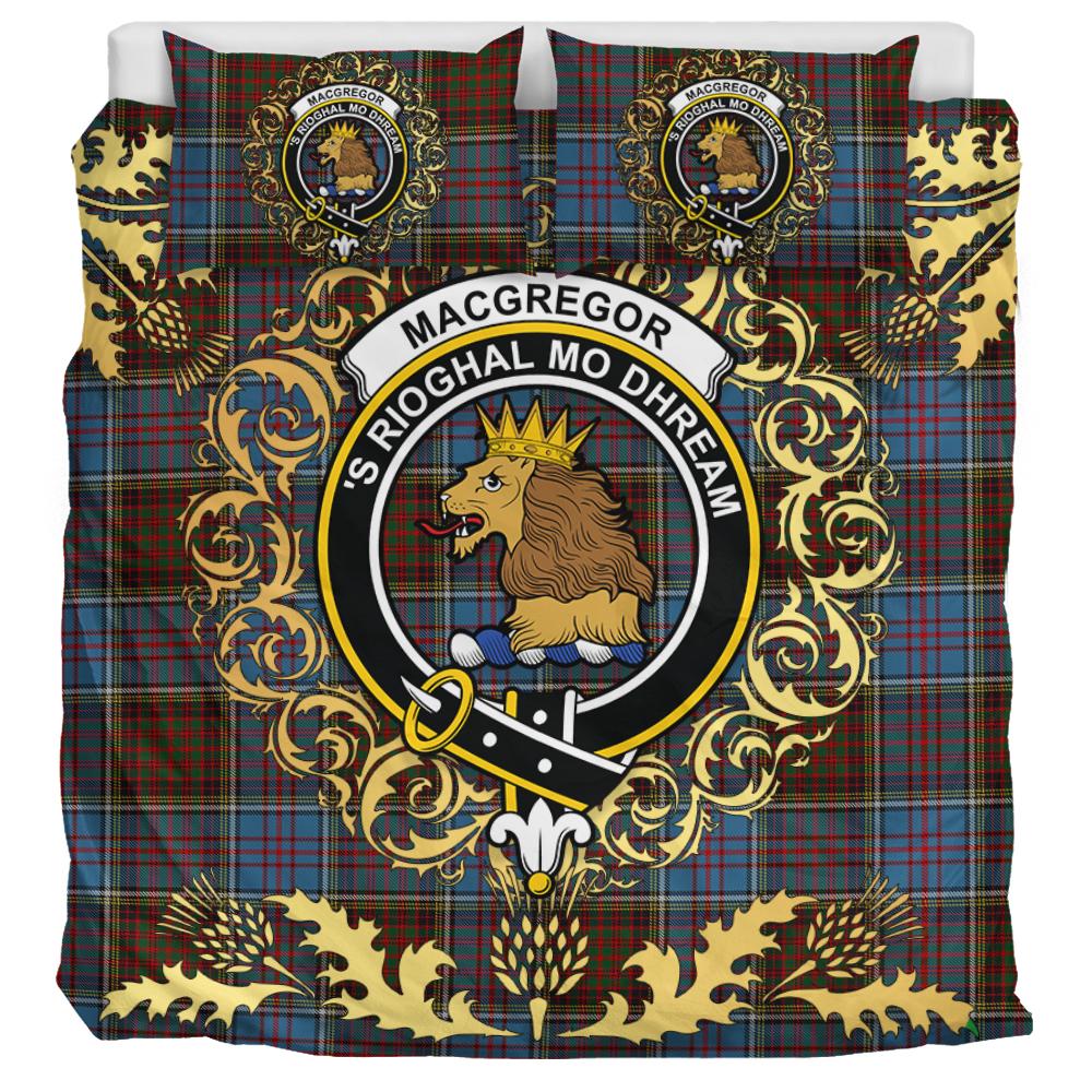 MacGregor Hastie Tartan Crest Bedding Set - Golden Thistle Style