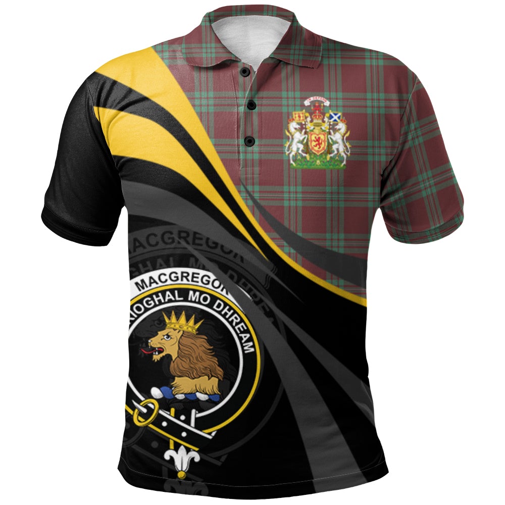 MacGregor Hunting Ancient Tartan Polo Shirt - Royal Coat Of Arms Style