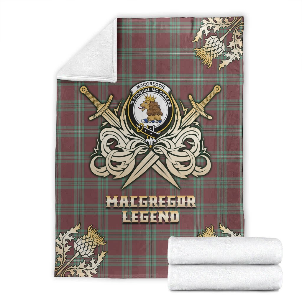 MacGregor Hunting Ancient Tartan Gold Courage Symbol Blanket