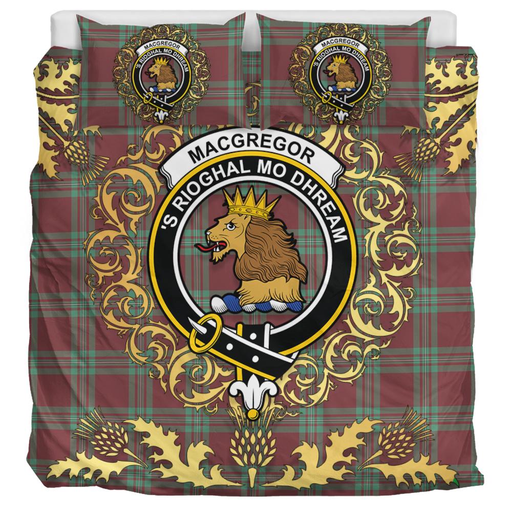 MacGregor Hunting Ancient Tartan Crest Bedding Set - Golden Thistle Style