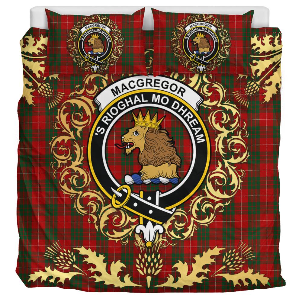 MacGregor of Balquhidder Tartan Crest Bedding Set - Golden Thistle Style