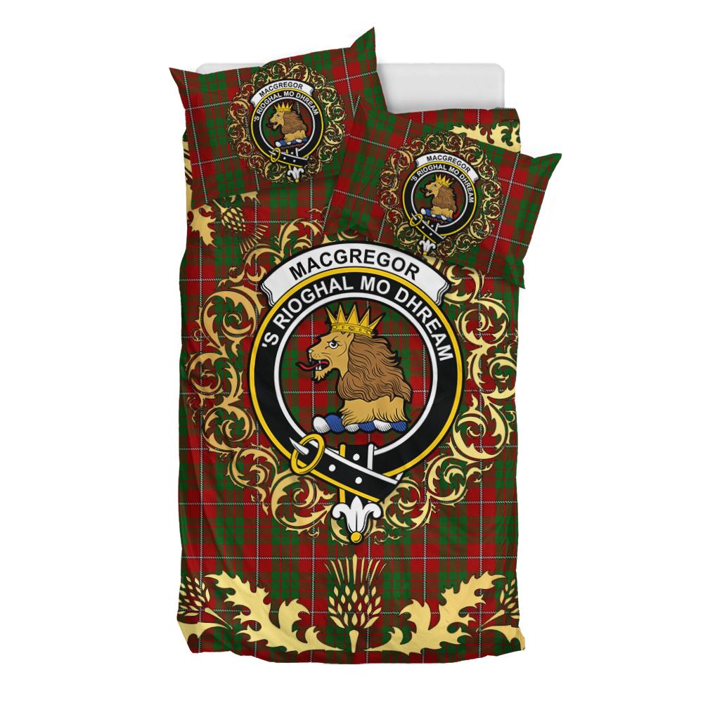 MacGregor of Balquidder Tartan Crest Bedding Set - Golden Thistle Style