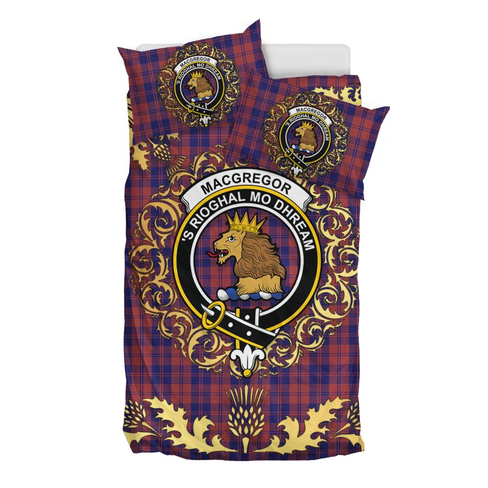 MacGregor of Glengyle Tartan Crest Bedding Set - Golden Thistle Style