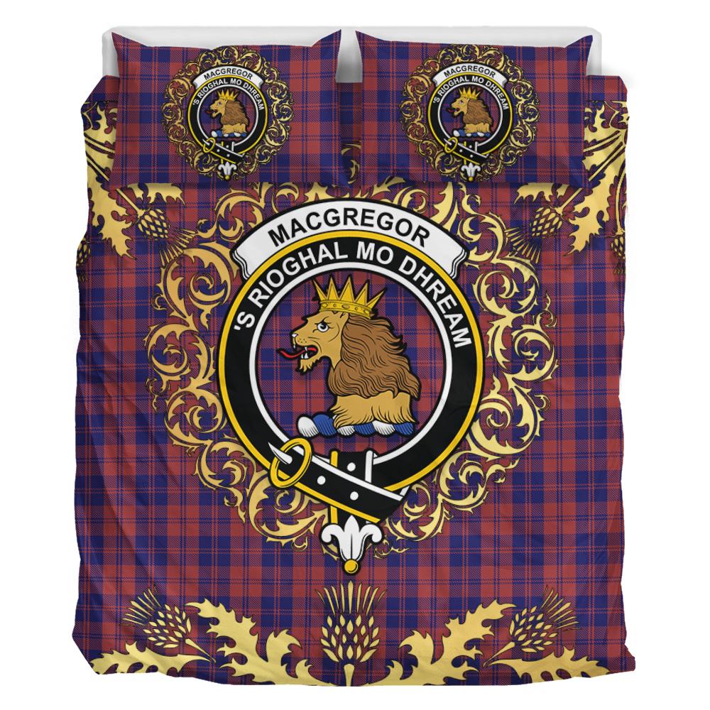 MacGregor of Glengyle Tartan Crest Bedding Set - Golden Thistle Style