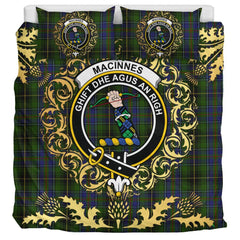 MacInnes Tartan Crest Bedding Set - Golden Thistle Style