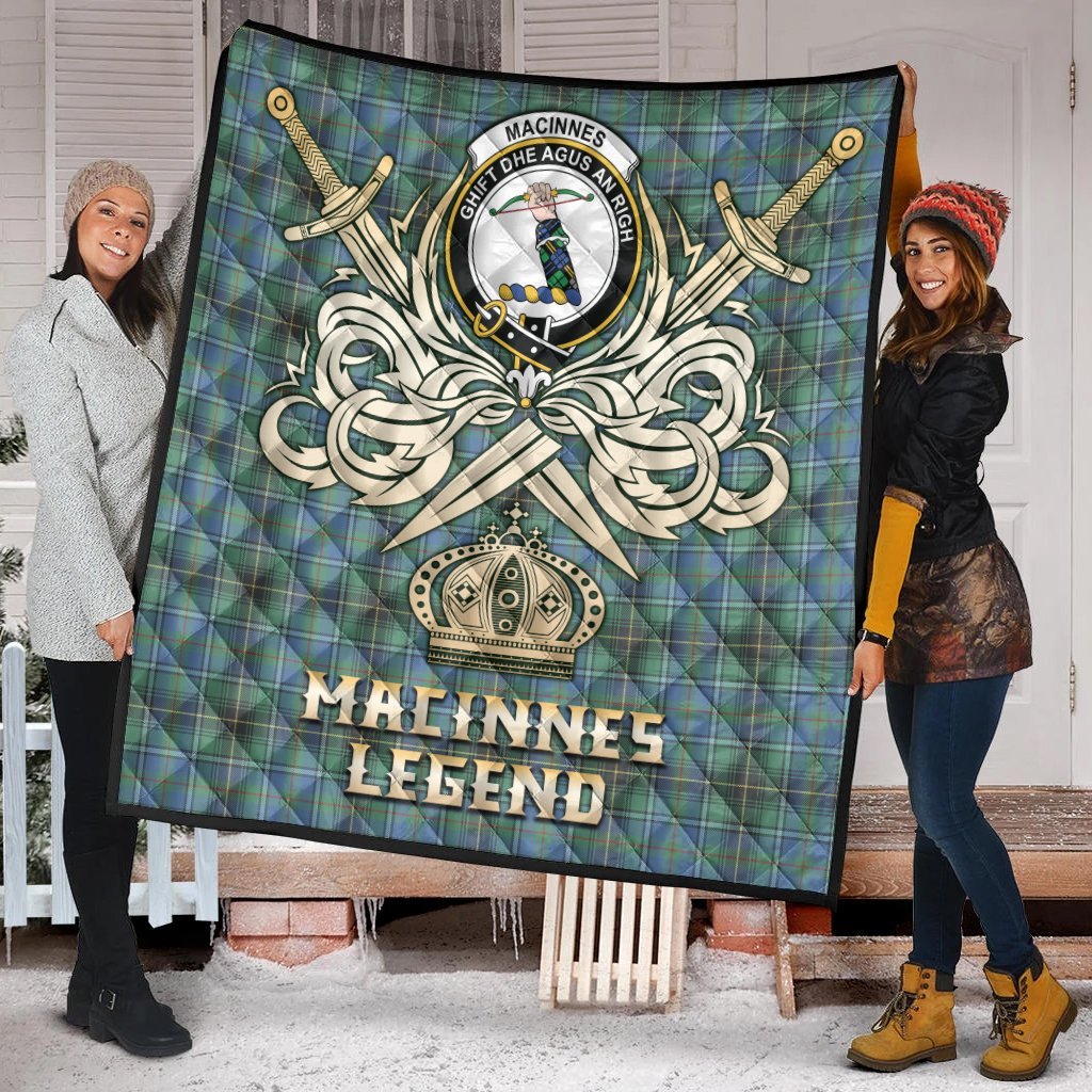MacInnes Ancient Tartan Crest Legend Gold Royal Premium Quilt